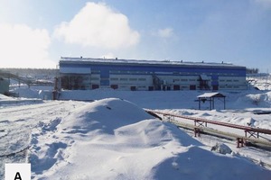  3 Beispiele für stationäre Anlagen:	Examples of stationary plants:a) Goldaufbereitung	a) Gold plantb) Mahlanlage	b) Grinding millc) Tanks für den Laugungskreislauf	c) Tank leach circuitd) Flotationsanlage	d) Flotation plant 