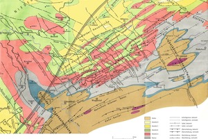  19 Struktur des Ruhrbeckens (Darstellung an der Oberfläche des Präperms) [9] # Structure of the Ruhr Basin (view at the surface of the Pre-Permian) [9] 