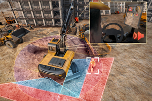  A panoramic view for greater safety: The new digital ProViu 360 camera system gives the driver a bird’s eye view of his machine. The system can also become intelligent with the next step and will be able to warn of collisions and to support many typical applications of construction vehicles 