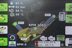  Die Keestrack-Steuerung übernimmt das&nbsp; gesamte Energiemanagement und weist separat diesel-elektrische bzw. vollelektrische&nbsp;&nbsp; Betriebszeiten aus (Mitte unten „Eh“) # The Keestrack control ensures the entire energy management and displays separately diesel-electric (“Eh”) or full electric plug-in operating times ("EL") 