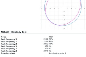  2 ScreenCheck®-Auswertungen zur Orbitmessung und zum Eigenresonanztest der Maschine  