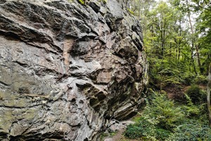  Typical rock formation in the former millstone quarry at the Mühlberg/Trägelhof 