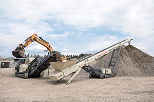  6 Der Betrieb nutzt für die mobilen Brechprozesse auf dem Recyclinggelände zunehmend Nordtrack Anlagen, unter anderem auch das mobile Haldenband CT24  