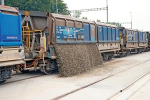  Die Anlieferung der gebrochenen Rohkörnungen per Blockzug ermöglicht auch zukünftig die nachhaltige überregionale Versorgung  