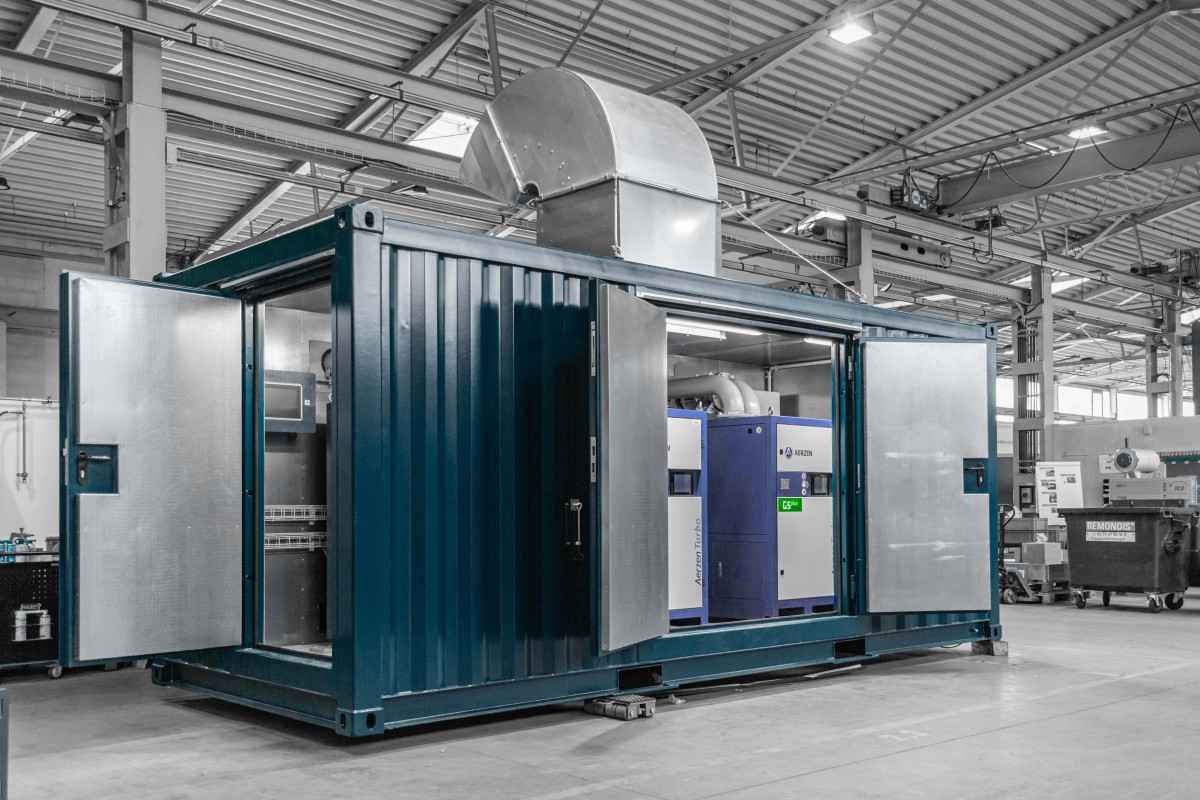 AERZEN blower and compressor technology installed in slim ISO container
