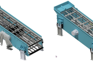  3	CK screen with conventional dual drive (a) and CK+ screen with flange-mounted direct drive (b) 