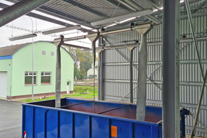  	Container filling of sewage sludge granulate with Wessjohann rope conveyor system in Ostrava/Czech Republic 