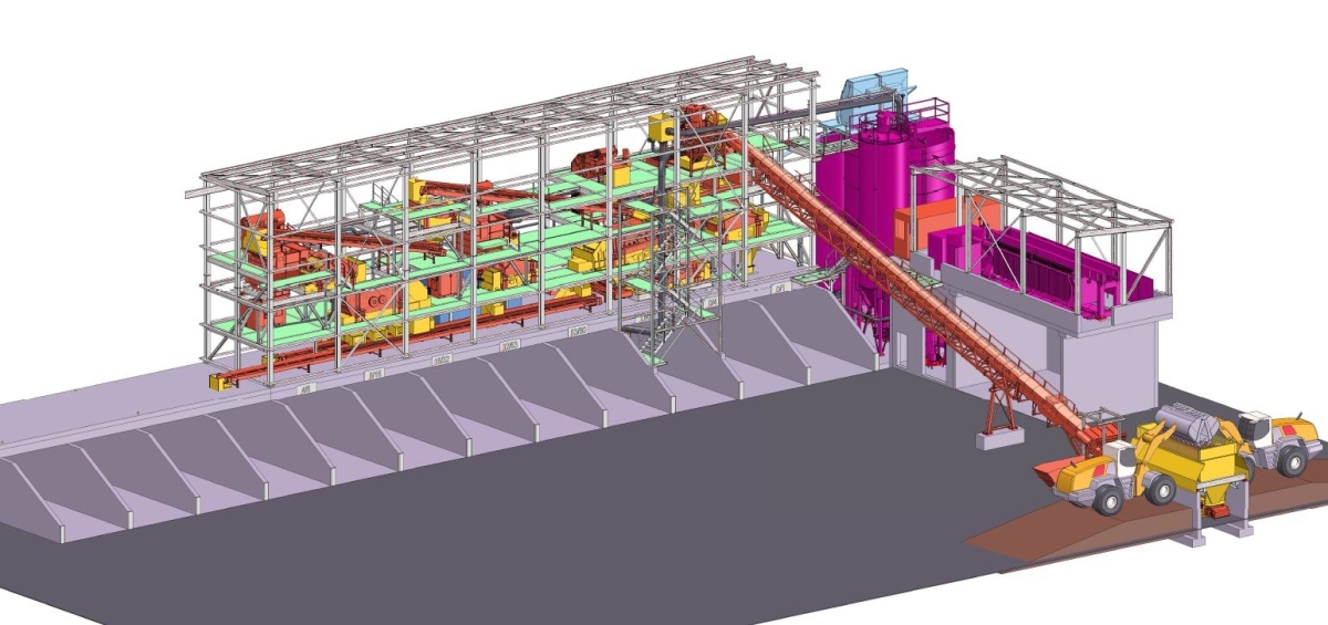 Wet mechanical processing plant for RC building materials at Max Wild