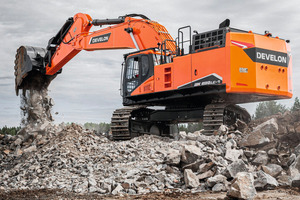  1	The Develon DX800LC-7 crawler excavator is the second largest excavator model manufactured by the company and has the highest hydraulic power in this machine size 