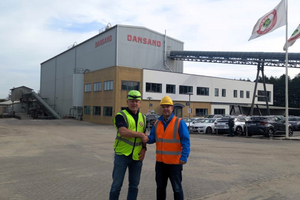  3	Dansand AS technical manager Claus Arve and CDE Group business development manager Allan Esmann in front of the Dansand office in Brædstrup/Denmark 