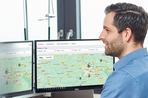  4 	Die GPS-Ortung der Messgeräte und die übersichtliche Kartendarstellung auf Basis von Google Maps erleichtern die Lokalisierung von räumlich weit verteilten Behältern 
