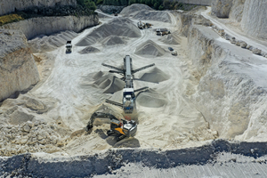  1	Plant train consisting of MOBIREX MR 110i EVO2 and MOBISCREEN MSC 953i EVO crushing limestone in Robion 