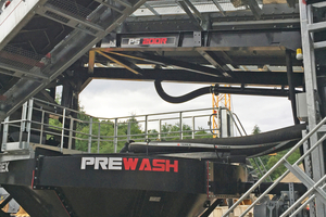  3	Process water with sand fines (0/4&nbsp;mm) from the washing screen as well as the sword wash is collected in the “prewash” tank 