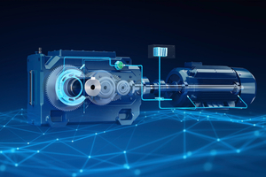  4	An illustration of a complete drive train with new Flender One gearbox, revealing AIQ sensor technology underneath 