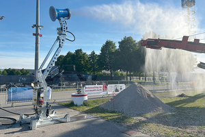  	The Elite 3035 dust suppression machine during demolition work 
