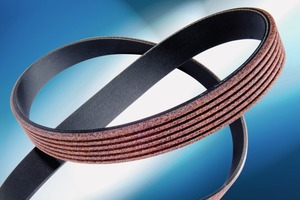  Die Textilbeschichtung schützt den Keilrippenriemen Unipower Tough Grip von ContiTech auch in staubiger und sandiger Umgebung vor Ver­schleiß • The textile layer protects ContiTech’s Unipower Tough Grip V-ribbed belt from wear, even in dusty and sandy environments 