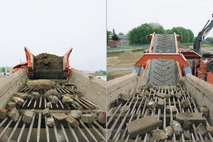  2	Mit breiten Übergaben am Plattenbandaufgeber und zum Hauptaustragsband können große Aufgabestückgrößen bewältigt werden • With wide transfers at the apron feeder and the main dis-charge belt, large feed sizes can be handled 