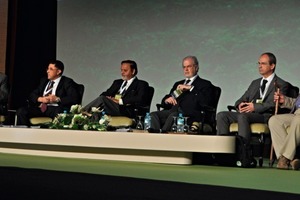  2 Plenary session “Environment &amp; Sustainable Development”: Taha Balafrej (OCP, Morocco), Ismail Akalay (Managem, Morocco), Dr. Bhupendra Kumar Parekh (FGX Septech, USA), Michael Zammit Cutajar (Consultant, Malta), Dr. Philippe Tanguy (Total S.A., France) and Prof. Roland Clift (University of Surrey Guildford, UK) 