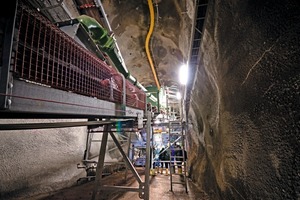  Unter Tage befindet sich in zwei ­Kavernen eine 65 m lange und 14 m hohe Aufbereitungsanlage • A 65-m-long and 14-m-high processing plant has been installed in two caverns under­ground 