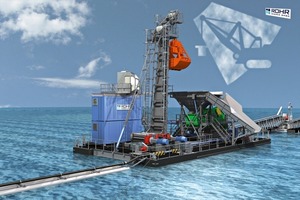  3	6 m³ Auslegeranlage in Sibirien – 3-D Konstruktionszeichnung des fertigen Projektes • 6 m³ boom dredge in Siberia – 3-D design drawing of the finished project 