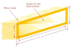  2 Kunststoff-Überzug für Mitnehmerschuhe aus Rhino-Hyde # Space for the steel pusher 