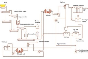  <div class="bildtext">15 Fließbild einer Goldaufbereitungsanlage in Brasilien • Flow diagram of a gold processing plant in Brazil</div> 