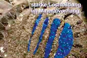  2	Typischer Materialschleier im Innern eines Trommeltrockners (feststofffreie Bereiche blau eingefärbt) 