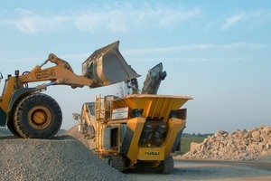  	Feeding the vibrating trough conveyor 