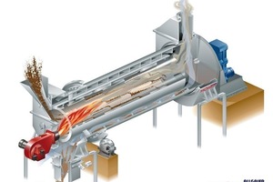  4 3D-Schnittdarstellung einer Trocken-Kühltrommel TK mit Luftkühlung und einer TK+ mit Bypass-Zuführung und „Evaporative Cooling“ # 3D section of a drying-cooling drum TK with air cooling and a TK+ with bypass feed and evaporative cooling 