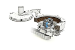  1b) BHS Rotorschleuderbrecher vom Typ RSMX mit Sandbett # BHS rotor centrifugal crusher of type RSMX with rock shelf  