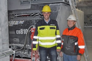  4 V.l.n.r.: Stefan Mahl (Verfahrensingenieur Kalk/Zement, Märker Kalk GmbH), Werner Müller (Sandvik Mining and Construction) • From left to right Stefan Mahl (Process Engineer for Lime/Cement, Märker Kalk GmbH), Werner Müller (Sandvik Mining and Construction) 