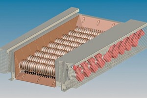  2	Gesamtansicht verstellbarer Rollenrost VR 35 4:5 – hier mit 9 Achsen • Overall view of the adjustable VR 35 4:5 – seen here with nine spindles 