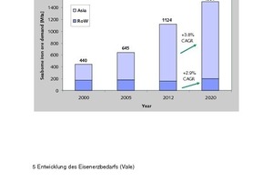  5 Entwicklung des Eisenerzbedarfs • Development of demand for iron ore 