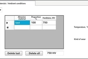  4	Gewählte Verschleißparameter • Selected wear parameters 