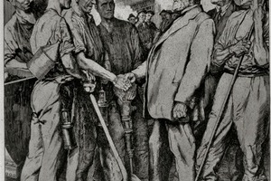  “Glück auf” (a traditional miner’s greeting meaning good luck), an etching dated 1929, from a certificate from the German Association of Mining Workers 