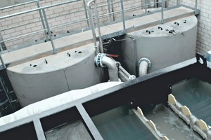  3 A filter complex of sand filters in use in the processing washing water, shown on the right in the photo is a lamella clarifier for coarse cleaning 