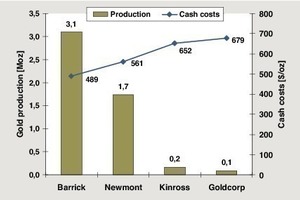  7	Benchmark der Goldproduzenten (2010) in Nevada • Benchmark of gold producers (2010) in Nevada 