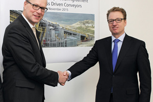  Unterzeichnet haben den Vertrag Jürgen Brandes (links), CEO der Siemens Division Process Industries and Drives und Jens Michael Wegmann, Vorsitzender des Vorstands des Geschäftsbereiches Industrial Solutions von thyssenkrupp 