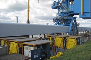  Schiffentladung mit einem Mietgebläse der Aerzen International Rental • Ship unloading by a leased blower from Aerzen International Rental 