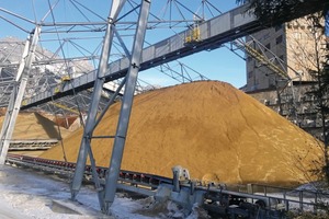  6 The conveyor transports the bulk solids from the bridge belt in the direction of waggon loading 