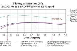  <div class="bildtext">1 Motorwirkungsgrad als Funktion des Motorauslastungsgrades • Motor efficiency as function of the motor's utilization ratio</div> 