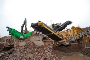  	Integrated plant with mobile crusher, mobile screen and low-gravity material separator 