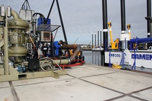  Damen’s dual stage slurry pump being installed in a test setup for performance measurement<br />  