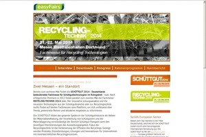  Blick auf die Website www.at-online.info/de/specials – RECYCLING-­TECHNIK 2014 • View of the website www.at-online.info/de/specials – RECYCLING-TECHNIK 2014 