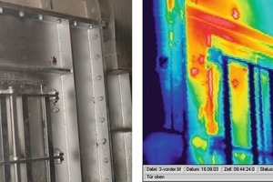  Maintenance hatch in the sidewall (a), thermographic image (b) 