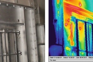  4	Wartungstür in der Seitenwand (a), Thermographieaufnahme (b) 