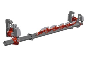  1 HOSCH-Federlamellenabstreifer vom Typ&nbsp;C4 mit Abschwenkvorrichtung • HOSCH sprung blade scraper Type&nbsp;C4 with swivel unit 