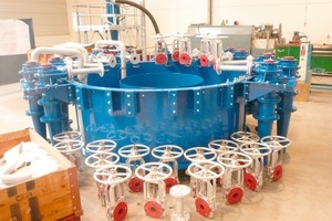  	50 mm Knife Gate Valves installed on a Linatex 250 mm Hydrocyclone cluster 