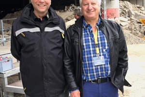  7	Gerald Hanisch (l.) mit Jürgen Rössner, von der Leonhard Rössner Bau GmbH in Wendelstein bei Nürnberg. Er ist seit 1995 von den mobilen RM Brechanlagen überzeugt 