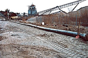  	A rubber pipeline installed over land 